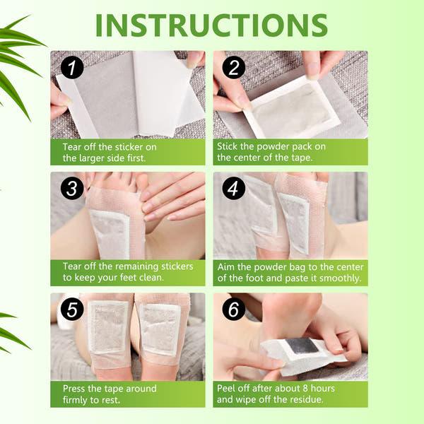 Natural Bamboo, Vinegar & Ginger Powder Foot Pads 20x 1 Pack