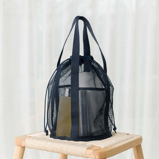 Navy Blue Mesh Beach Bag