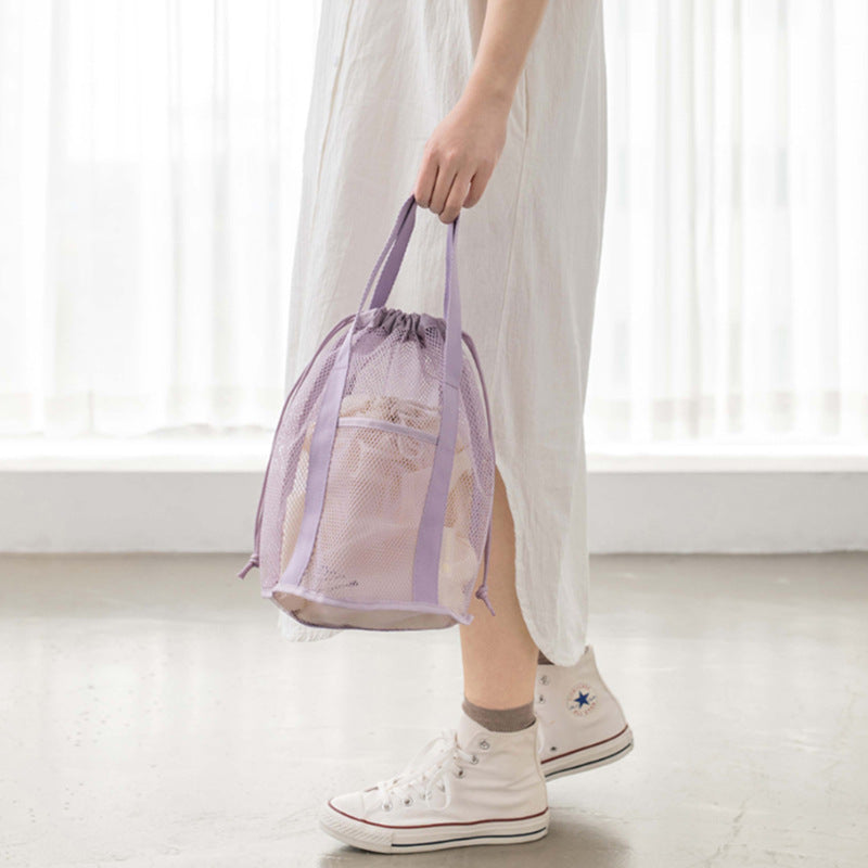 Navy Blue Mesh Beach Bag