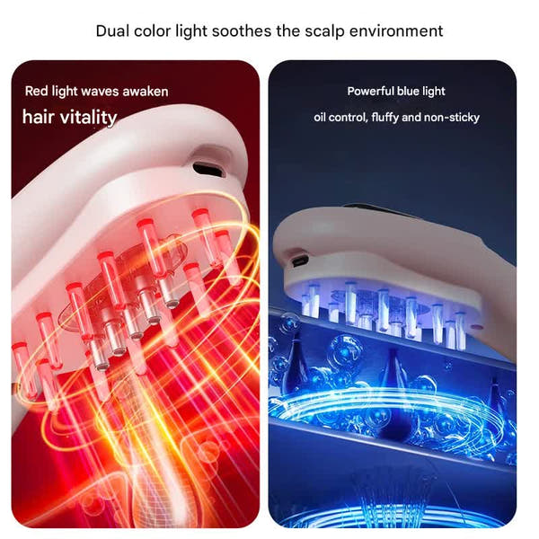 Electric Scalp Massager Comb with Red & Blue Light Therapy