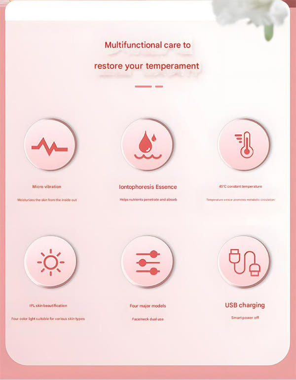 Multi-Functional Neck & Face Beauty Massager Rose Gold