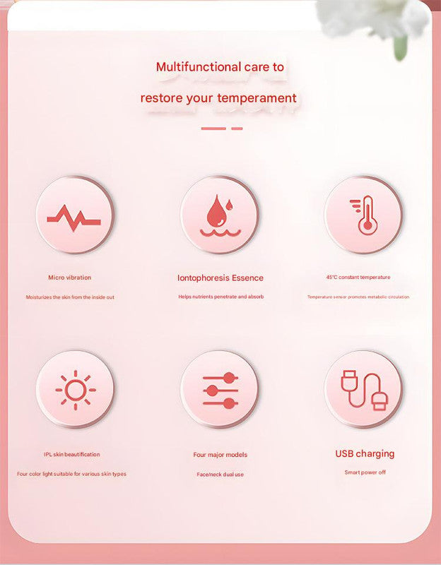 Multi-Functional Neck & Face Beauty Massager Rose Gold